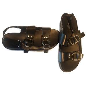 J Slides Black Buckle Strap Sandals Women's Size 9 Never Worn